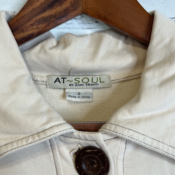 At Soul By Ann Trinity Khaki Large Brown Button Front Pocket Jacket Size Small - Picture 6 of 9